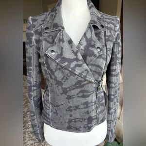 Marrakech XS Gray And Charcoal Abstract Print Motorcycle Style Jacket, NWT